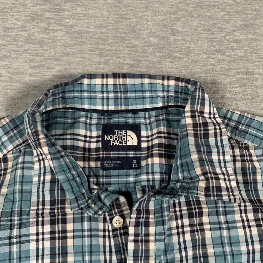 North Face Shirt Mens Extra Large Plaid Short Sleeve Button Up Outdoor Hiking‎